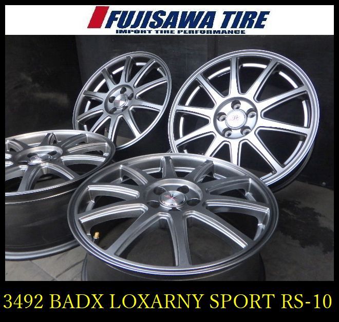 【3492】B▲送料無料▲BADX LOXARNY SPORT RS-10▲17x7.0J 5穴 PCD100 +48▲4本 3492
