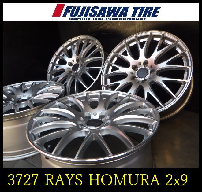 【中古】 社外 ホイール ホイール 【3727】A送料無料▲RAYS HOMURA 2x9▲19x8.0J/9.0J 5穴 114.3 +38▲4本 3727-26