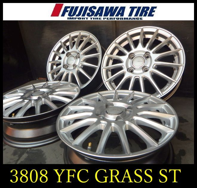 【中古】 社外 ホイール ホイール 【3808】J送料無料▲YFC GRASS ST▲14x4.5J 4穴 100 +45▲4本 3808-26 ｜フジサワタイヤ 店