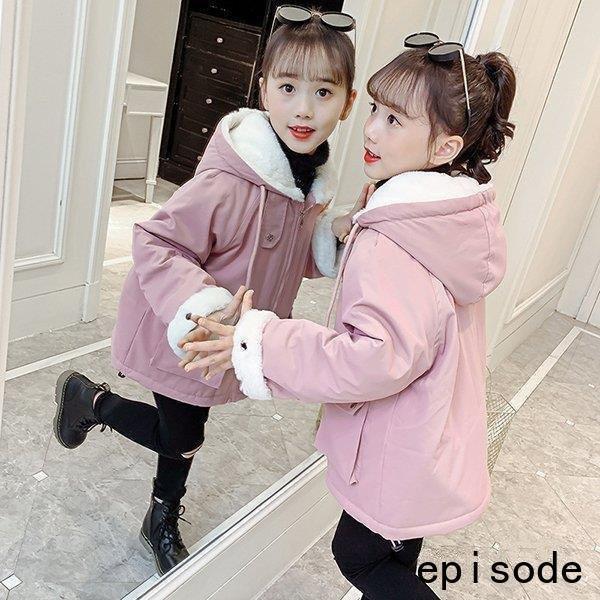 中綿コート キッズ 女の子 子供服 冬 厚手 アウター ジャンパート キッズコート 中綿 パーカー フード付き 暖かい おしゃれ 可愛い 防寒 新品 160 SHOP DAN