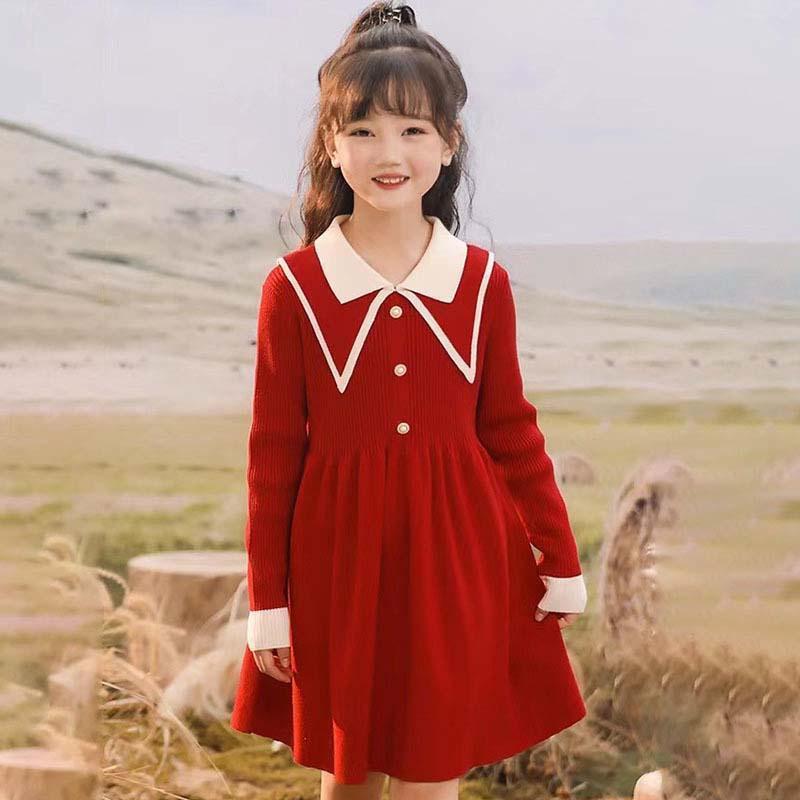 ニットワンピース キッズ 子供服 女の子 ワンピース 長袖 春秋 ベビー服 ニット セーター 赤ちゃん ジュニア 女児 おしゃれ 可愛い 結婚式 七五三 入学 お出かけ SHOP DAN