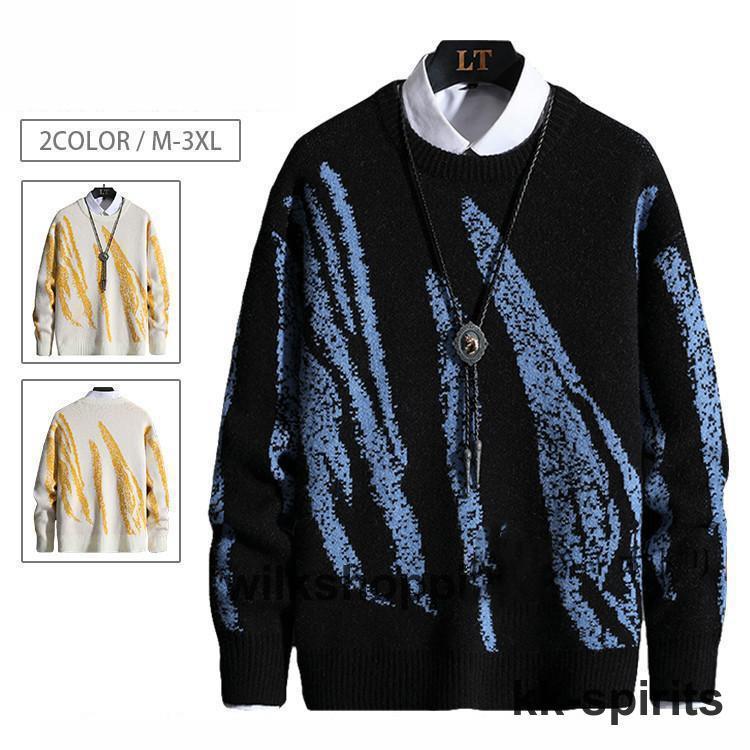 ニット メンズ 長袖セーター クルーネック オシャレ ファッション モード系 トップス 秋服 冬服 秋 冬 SHOP DAN