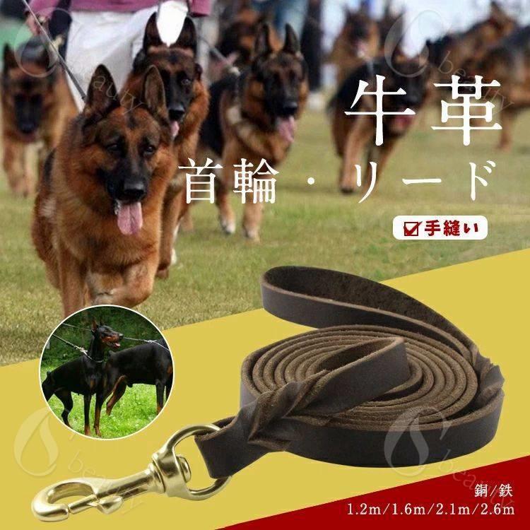 犬 リード 革 レザー ドッグ 牛革 大型犬 中型犬 犬用散歩リード 柔らかい 丈夫 ブルハイドレザー 金具 ヒモ 紐 革紐 皮紐 鉄 銅 耐久性 かっこいい ソフト 高級感 ドイツ・シェパード ペット トレーニング 訓練用 絡まりにくい 犬のリードワイヤー SHOP DAN