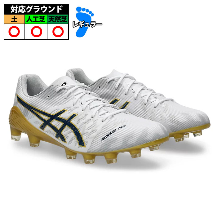 アシックス DS LIGHT ACROS 3 asics サッカー スパイク シューズ 天然芝 人工芝 土 大人 メンズ レディース White/Midnight (1101A070-110)｜フジスポ店