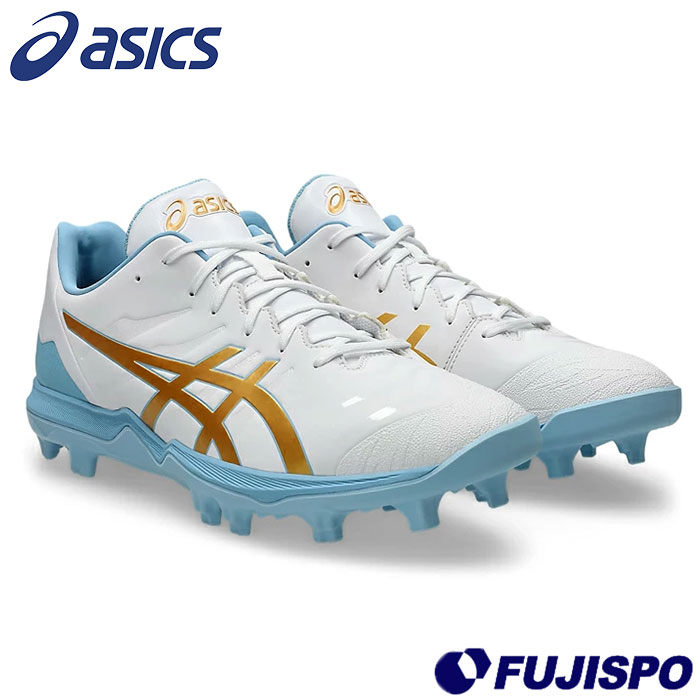 野球 アシックス ゴールドステージ ファング asics 野球スパイク スタッドスパイク ポイントスパイク 紐式 ホワイト×ピュアゴールド (1121A067-105)|フジスポ店