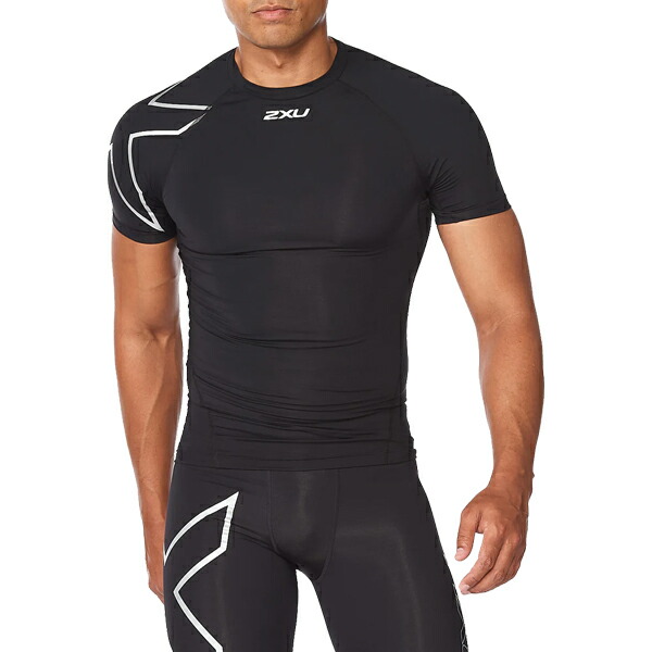 2XU ツータイムズユー メンズ PWXコンプレッション ショートスリーブトップ 半袖 オールスポーツ 野球 トレーニング アンダーシャツ インナー 着圧 MA6399A
