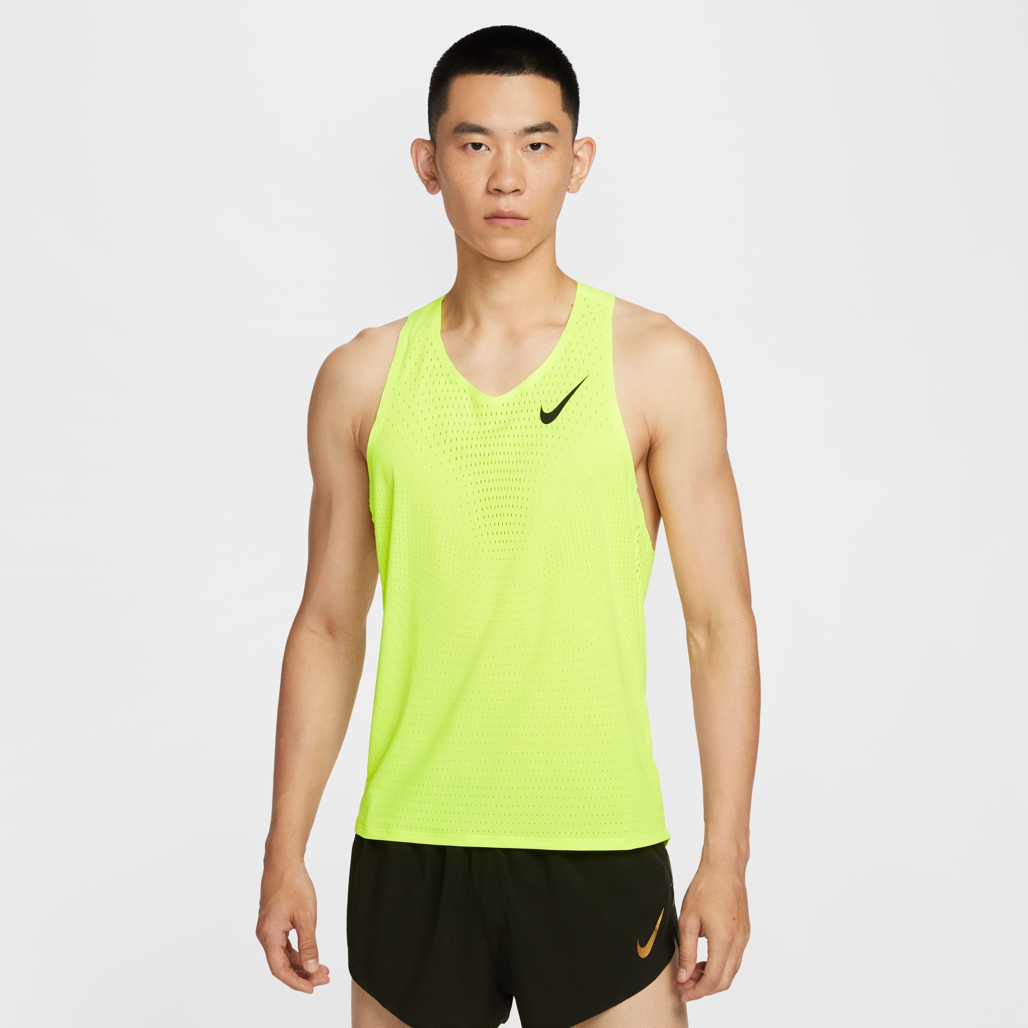 NIKE ナイキ メンズ Dri-FIT ADV ランニングシングレット ランニングシャツ ナイキ エアロスイフト 通気性 超軽量 反射材 FN4232 702カラー イエロー メール便