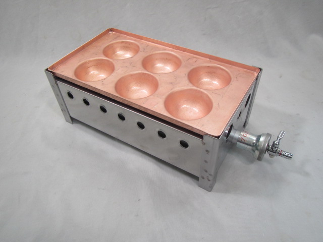 【楽天市場】LPガス用 業務用 爆弾たこ焼き器 1連×6穴銅板たこ焼き 