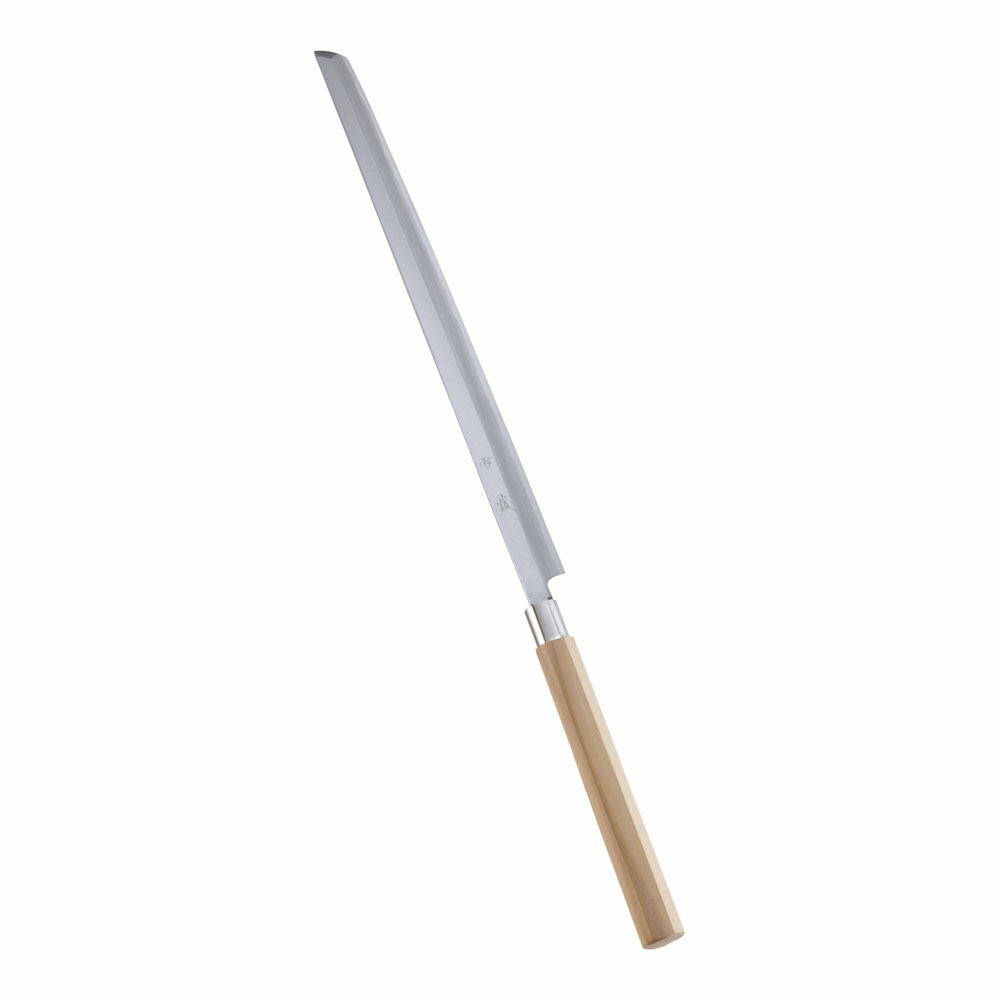 01475 包丁　マグロ包丁　玉鋼製　刃文綺麗　墨流し　切味抜群　未使用品 楽天市場】SA 雪藤 中霞・玉白鋼 マグロ切 片刃 54cm AYK-35