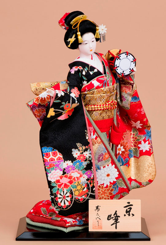 公式の 日本人形 尾山人形 寿喜代作 平安 正絹 美品 花魁 工芸品