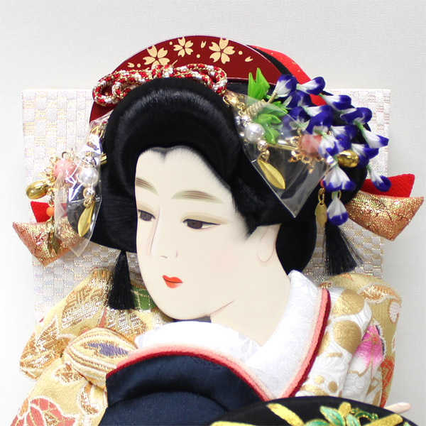初正月 正月飾り 初孫 羽子板飾り正絹友禅/正絹金彩刺繍押絵羽子板飾り 藤娘 15号 黒塗り飾り台(KD‐15)セット 初正月 正月飾り 初孫 羽子板飾り正絹友禅/正絹金彩刺繍押絵羽子板飾り 藤娘 15号 黒塗り飾り台(KD‐15)セット