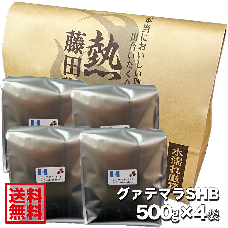 【送料無料】グアテマラ中煎り焙煎その味わいはとても優しく繊細。グアテマラSHB【500g&times;4袋】◇コーヒー/コーヒー豆◆業務用・卸価格にてお届け◆｜コーヒー屋さんの手造り　藤田珈琲