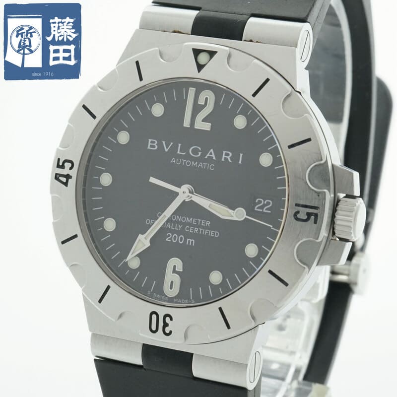【難あり】BVLGARI ブルガリ SD38S ディアゴノ スクーバ デイト 黒文字盤 自動巻き 逆回転防止ベゼル メンズ 質屋 【中古】|質屋藤田商店店