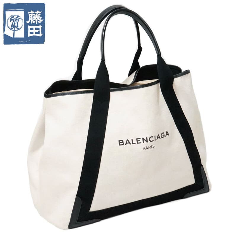 BALENCIAGA バレンシアガ 339936 ネイビー カバス トート バッグ キャンバス レザー レディース 質屋 【中古】