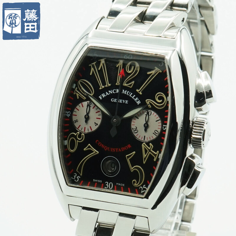 FRANCK MULLER フランクミュラー 8002CC コンキスタドール クロノグラフ 自動巻き 黒文字盤 メンズ 質屋 【中古】 238,410円