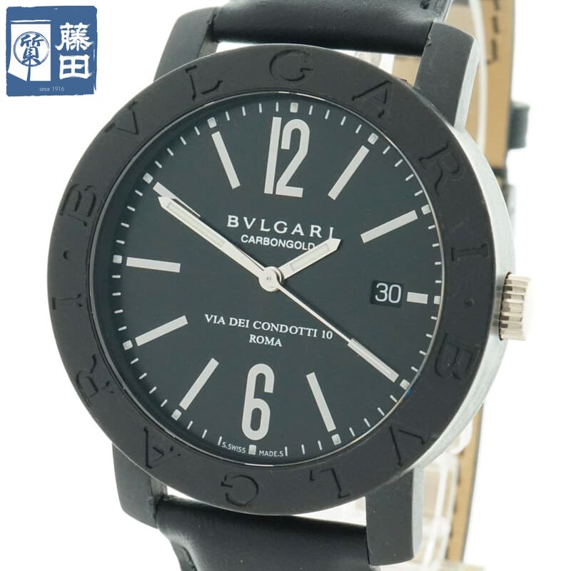 BVLGARI ブルガリ BBW40CGLD BB40CL ブルガリブルガリ カーボンゴールド 自動巻き 裏スケルトン デイト レザーベルト メンズ 質屋 【中古】|質屋藤田商店店
