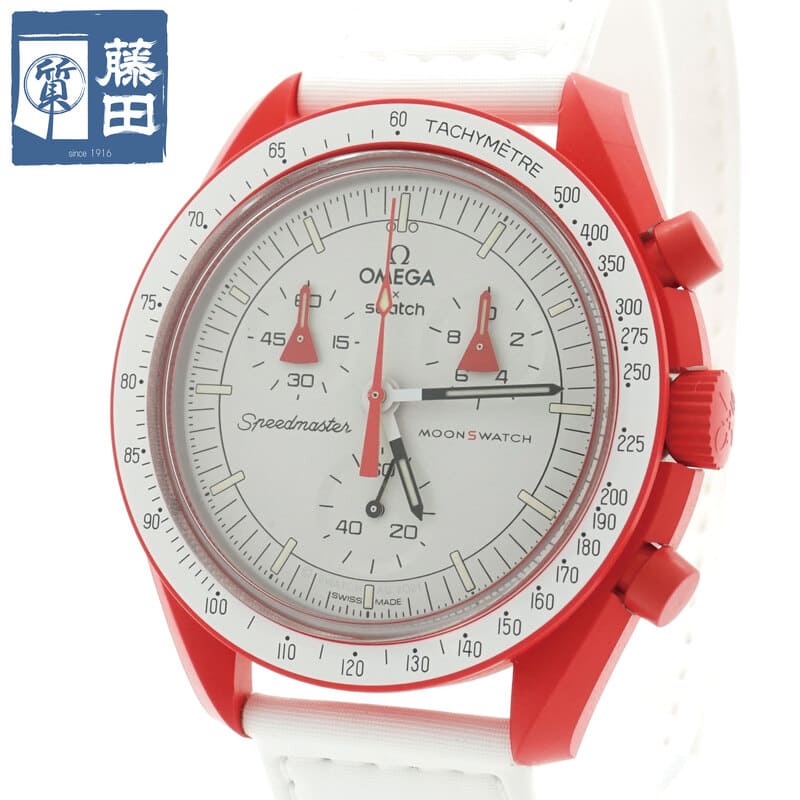 ムーンスウォッチ Swatch Omega MARS 時計 ホワイト/レッド Omega X Swatch to the Planets with the Bioceramic MoonSwatch