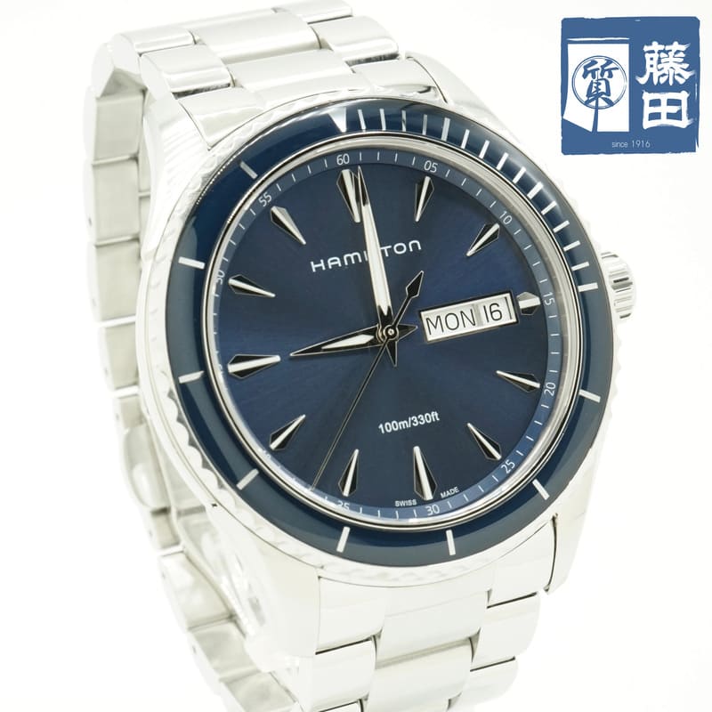 ハミルトン HAMILTON ジャズマスター H375510 デイデイト クォーツ ネイビー文字盤 質屋 【中古】