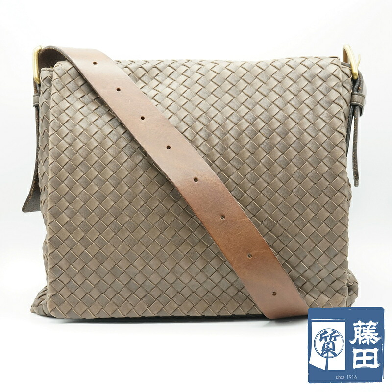 ボッテガ ヴェネタ Bottega Veneta イントレチャート ショルダーバッグ 商行為 伝達人 肩かけ 曲がった掛け 赤銅色 茶 一六銀行 【中古】