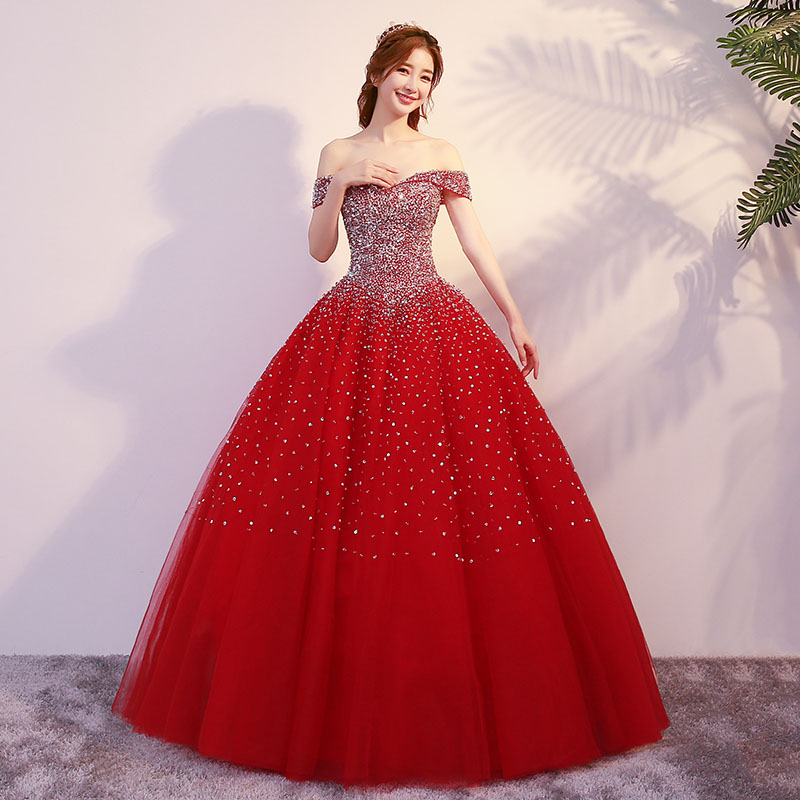 かき鳴らす会用ドレスカラードレスステージお召しものレッドロングドレス花嫁御寮御芽出度二次会プリンセスラインドレス赤御前上等感御芽出度お召しもの妃殿下パーティードレスキラキラ一こまお召しものオフショルダー新品かき鳴らす会雅びやか空蝉購入注文編み上げ