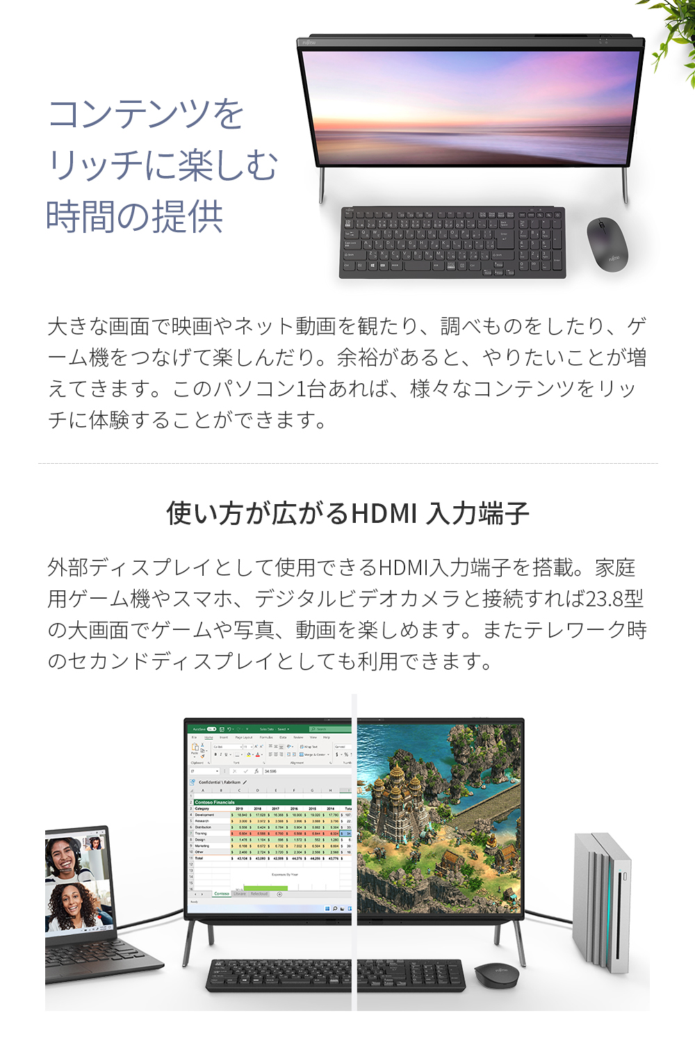 デスクトップパソコン 一体型 Office付き 新品 おすすめ 富士通 FMV