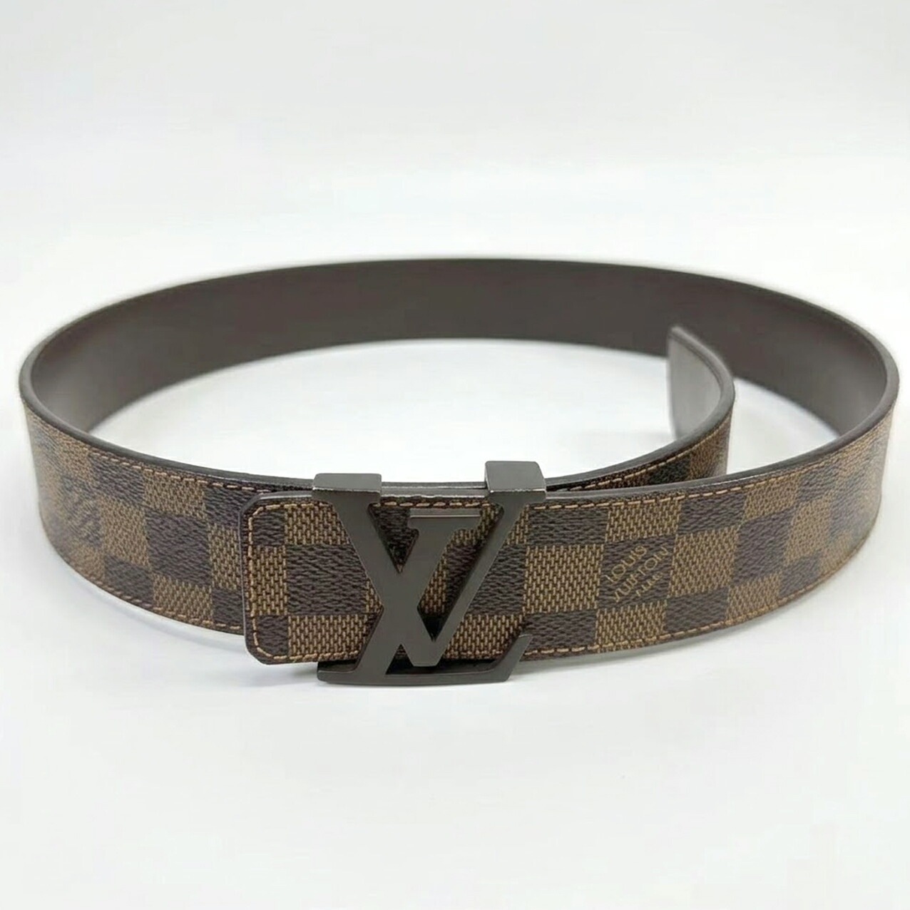 LOUIS VUITTONルイヴィトン ベルト ダミエ・エベヌ サンチュール・LV イニシアル 40MM M9807 85/34 CT3153 ブラウン 茶 メンズ 紳士用 中古