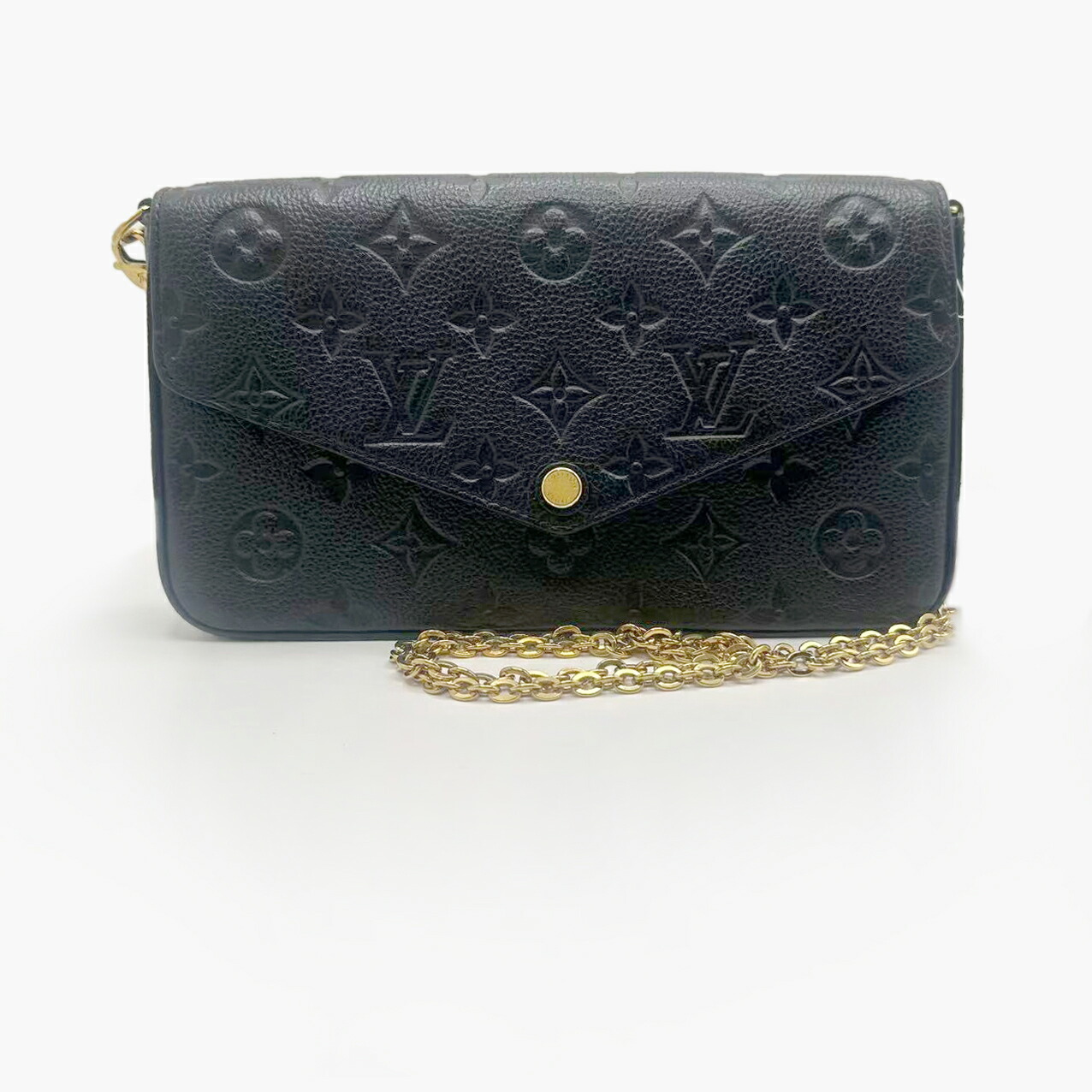 【中古】ルイヴィトン LOUIS VUITTON ポシェット・フェリシー モノグラム・アン工業プラント ノワール  3点仕掛ける チェーンウォレット ショルダーバッグ 2WAY 黒いこと 黒 レディース