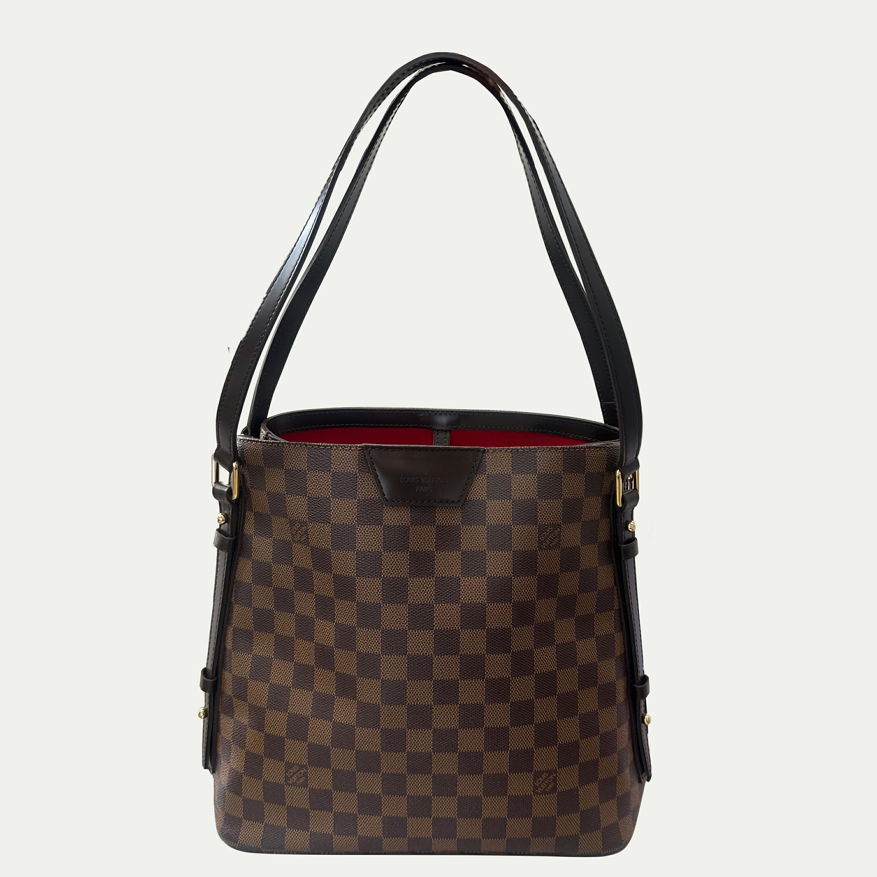 【中古】ルイヴィトン LOUIS VUITTON カバ リヴィントン ショルダーバッグ トートバッグ ダミエ エベヌ N41108 ブラウン 茶 ゴールド金具 肩掛け｜FUJIVINTAGE