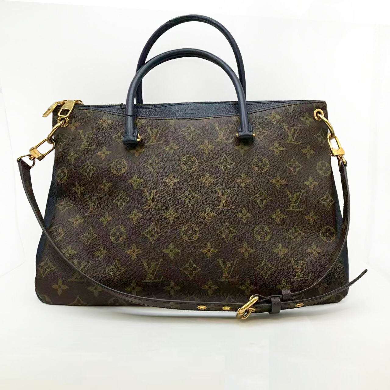 【中古】ルイヴィトン ハンドバッグ パラス M44042 モノグラム マリーヌ 2WAY ショルダーバッグ ネイビー レディース LOUIS VUITTON [送料無料]