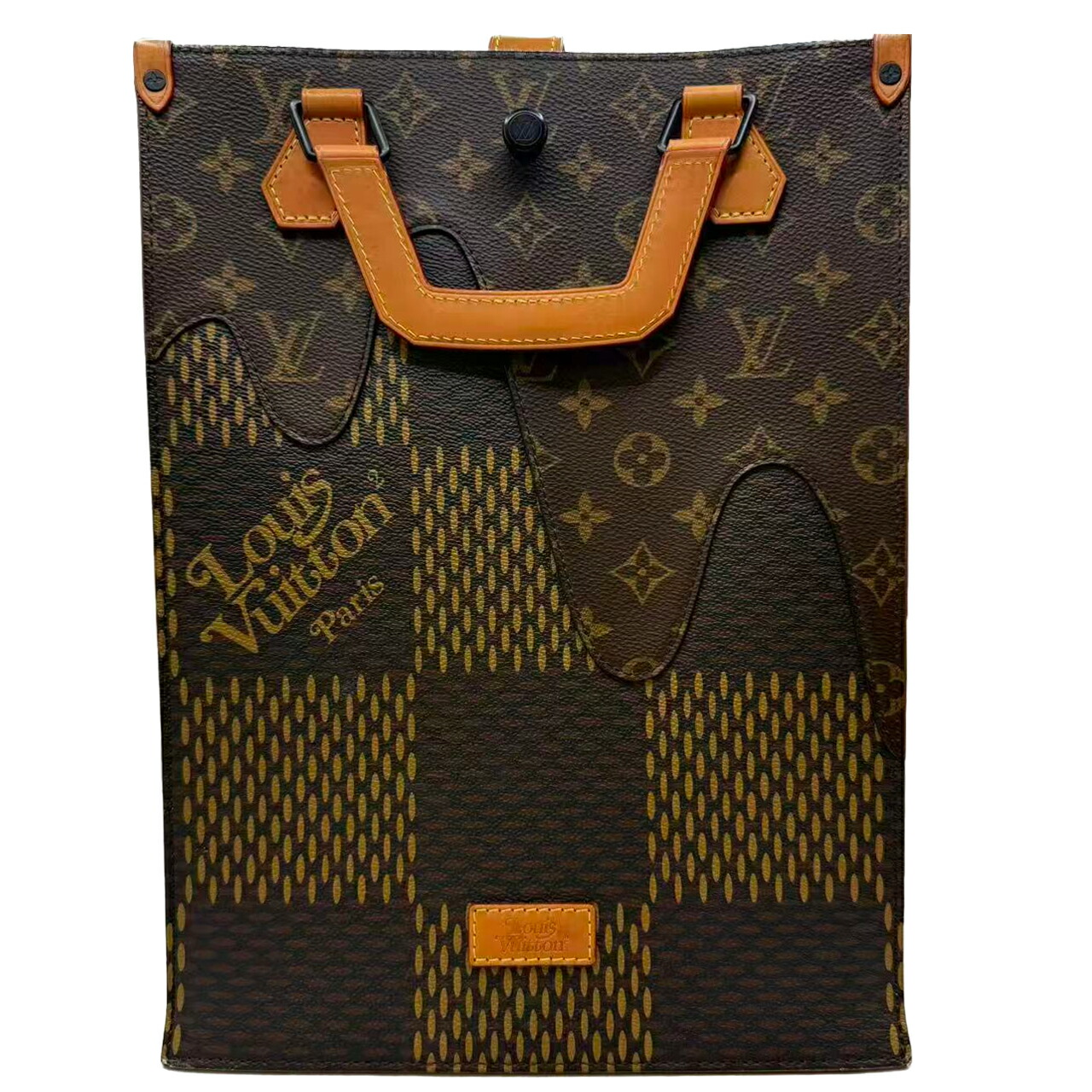極美品】滅多に無いルイヴィトン NIGO 共同研究 モノグラム・ドリップ サック・プラ 伝達人 2WAY トートバッグ ショルダーバッグ 曲がった掛け メンズ ヴァージル・アブロー ニゴー