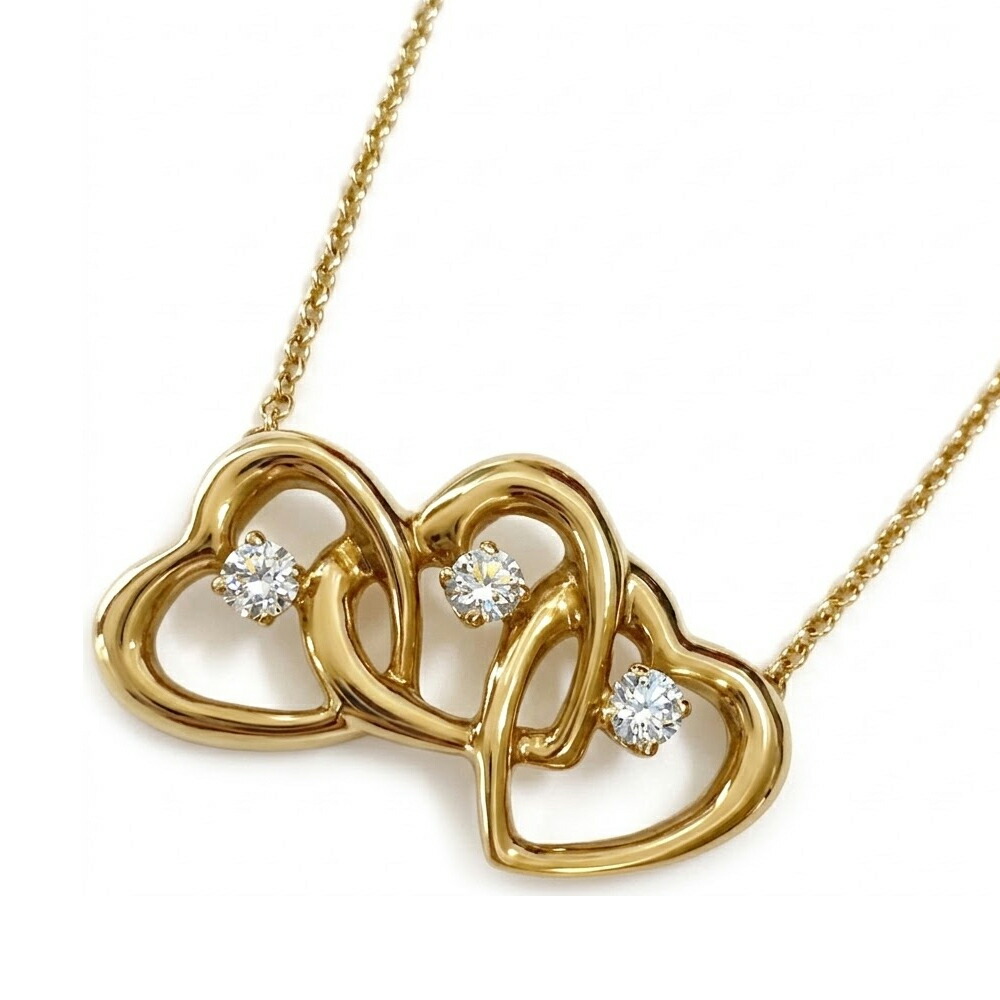 【中古】ティファニー TIFFANY&Co. トリプル ラビングハート ネックレス K18イエローゴールド ダイヤモンド 3石 パロマピカソ