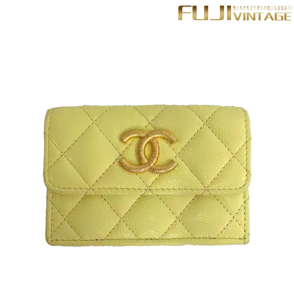 CHANEL　シャネル　三つ折り財布　Wボタン　ベージュ 10番台 2006年製 三つ折り財布 コンパクト ココマークボタン W