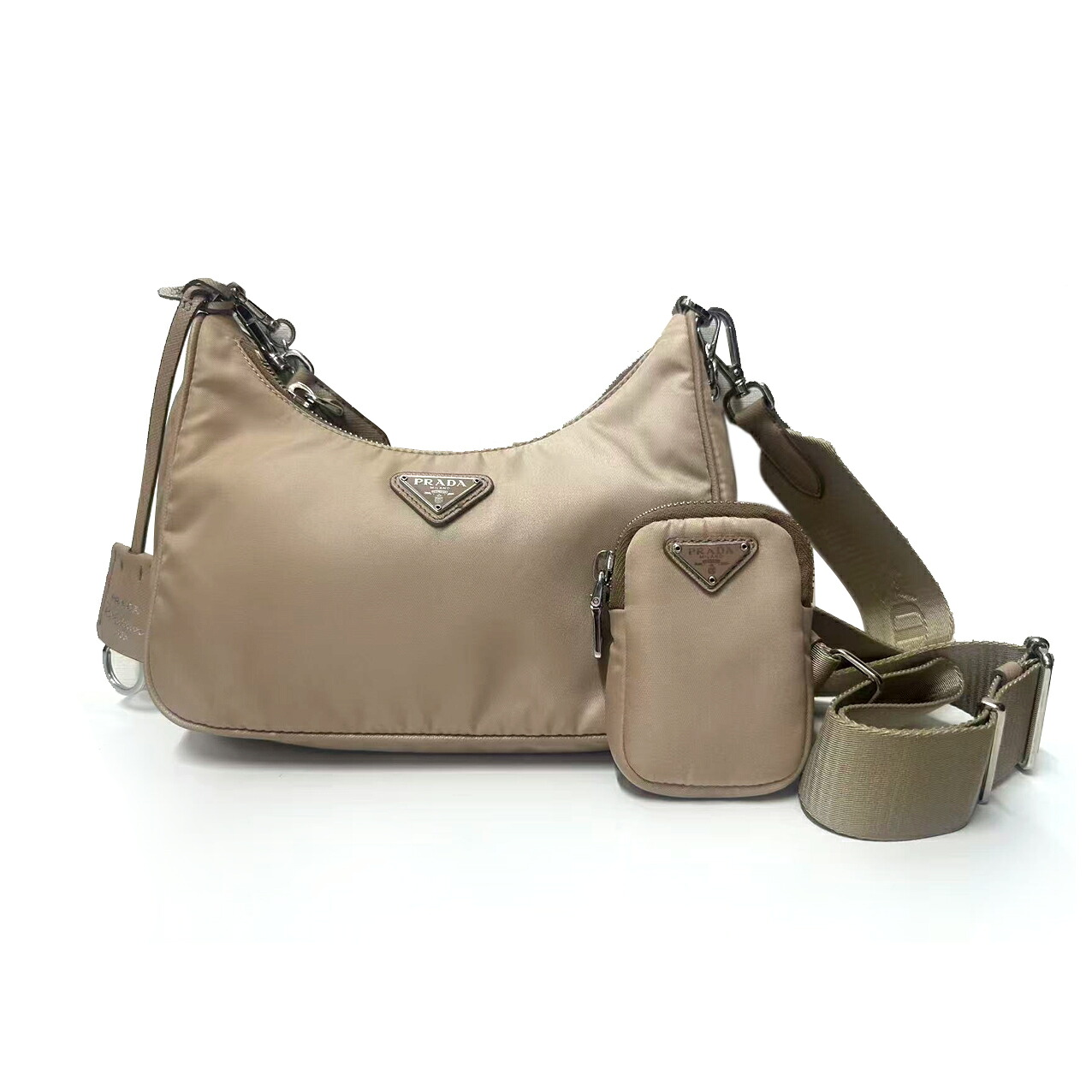 【中古】PRADA Re-Edition ナイロン ショルダーバッグ ポーチ付き ベージュ レディース|FUJIVINTAGE
