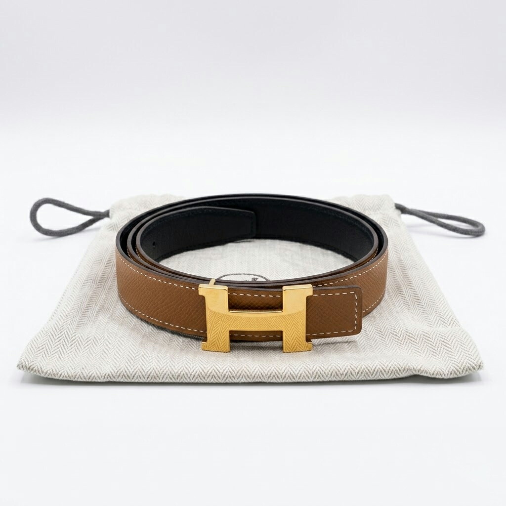 エルメス HERMES H三尺帯 コンスタンス 90 D目じるし ゴールド金具 トゴ ボックスカーフ 黒茶 黒いこと ユニ一発やる保護すること袋付