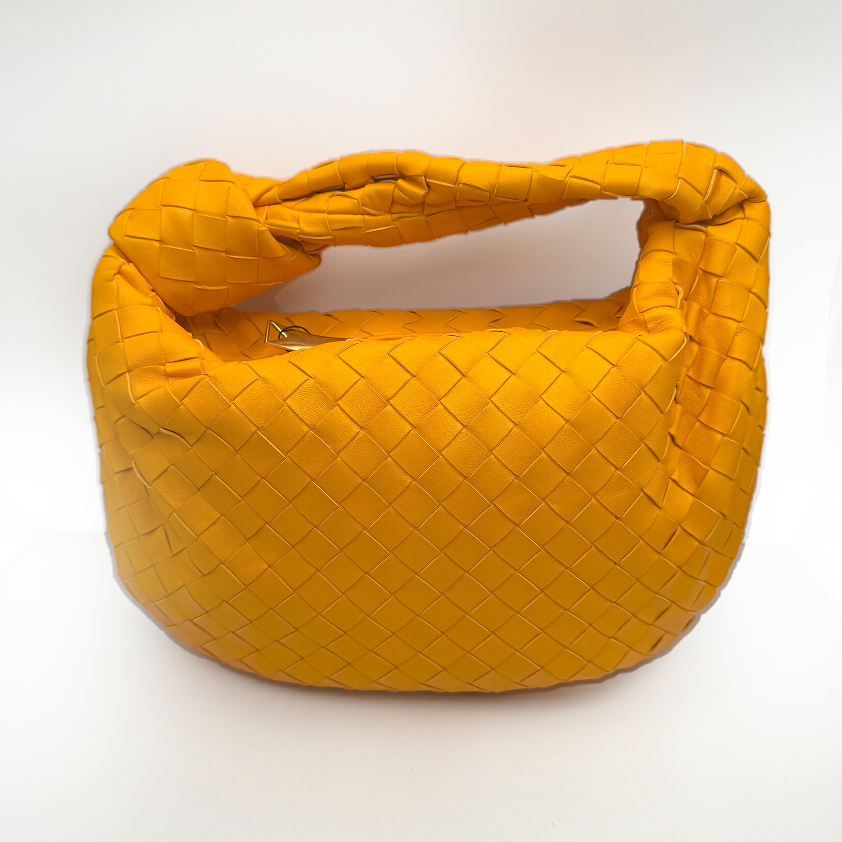 【中古】ボッテガヴェネタ BOTTEGA VENETA イントレチャート ミニ ジョディ ハンドバック なめし革 黄色 ゴールド金具 レディース 滅多に無い色合い