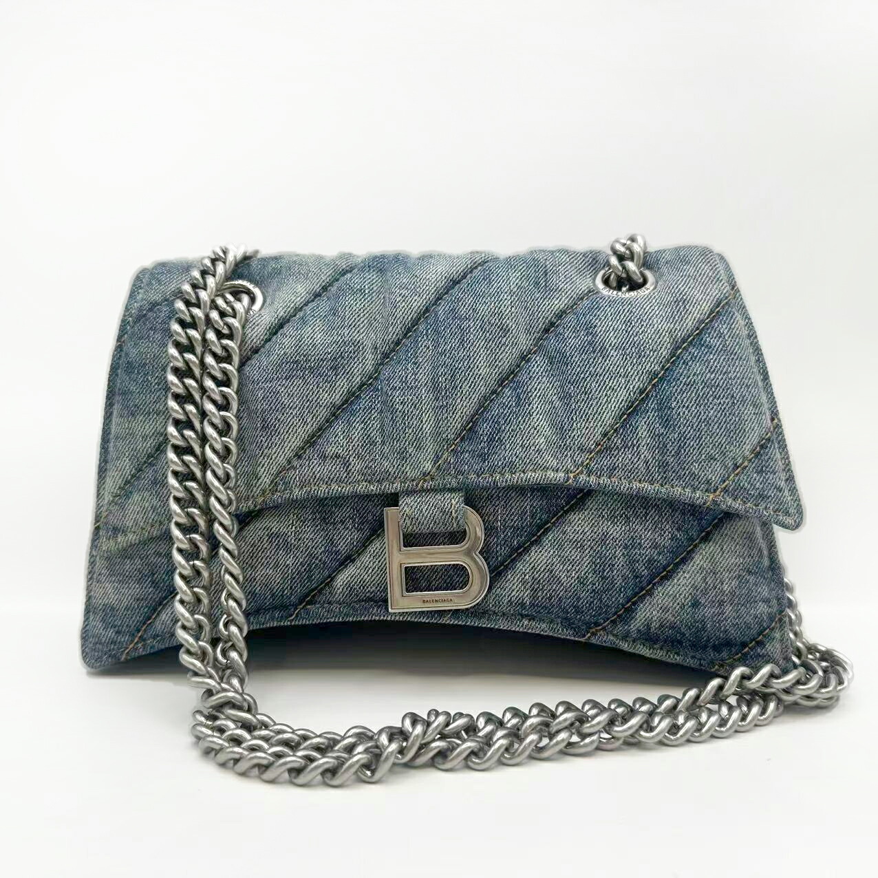 【極美品】バレンシアガ BALENCIAGA 衝突 スモール チェーン店 ショルダーバッグ ジーンズ 2way チェーン店御徒面子 レディース