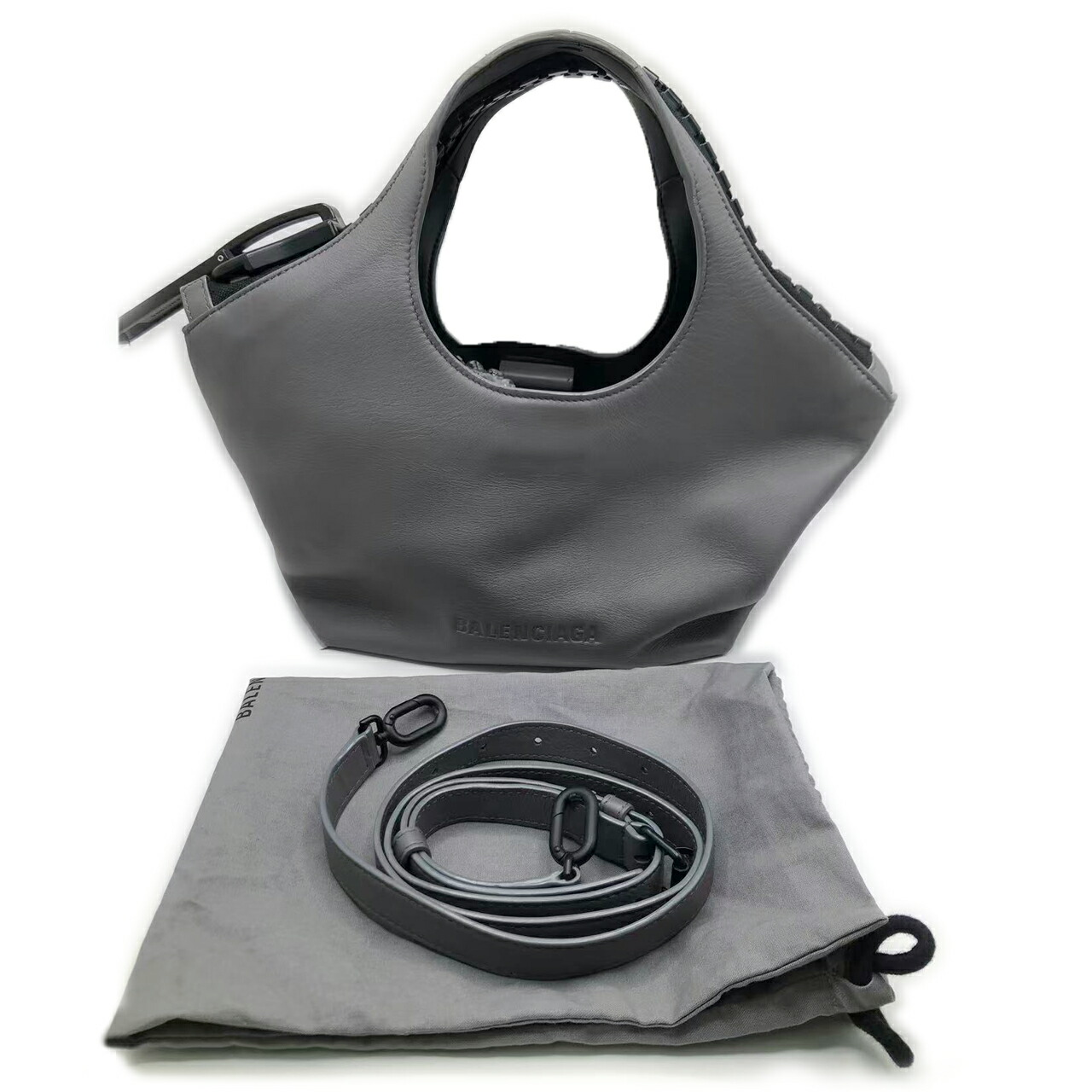 バレンシアガ BALENCIAGA 物の具 2.0 スモール ハンドバック 2WAY ショルダーバッグ なめし革 薄墨色 661854 レディース【中古】