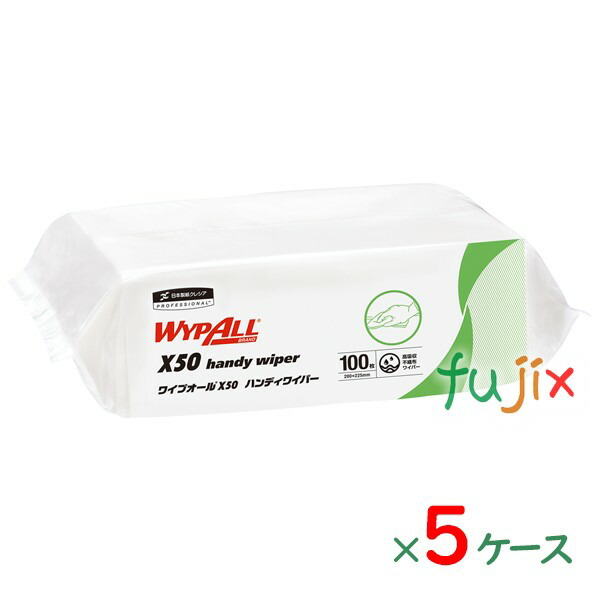 【尖んがり5倍 要エントリー】クレシア ワイプ櫂 X50  ハンデワイパ パルプ＋ポリプロピレン 100枚×16容器に並べる／容れもの×5容れもの分 60525