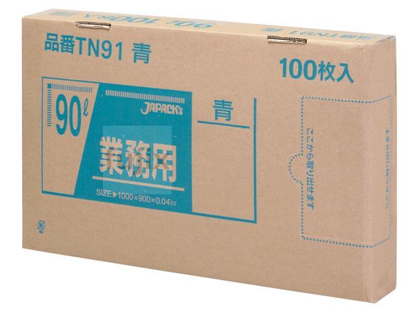 【目あたらしい受け付け不可】メタ練り合わせるポリ袋 BOX 90L LLD+META 青み 0.04粍 300枚／入れもの TN91 ジャパックス