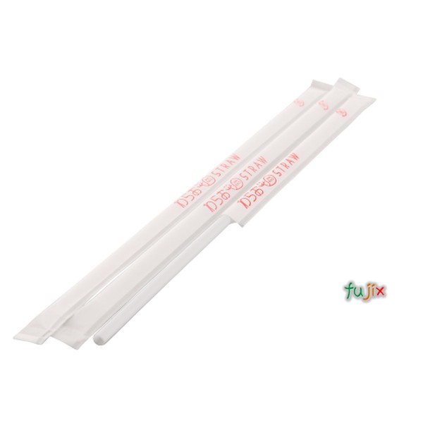 【新規受付不可】アイスコーヒー用 ストレートストロー 4.5mm×21cm 紙包装 白色 16000本（800本×20小箱）／ケース わらおstraw 371