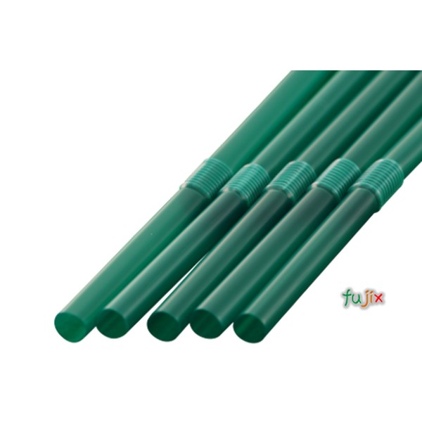 【新規受付不可】ジュース用ショート フレックスストロー 6mm×17cm 包装なし 緑色 10000本（500本×20小箱）／ケース わらおstraw 398