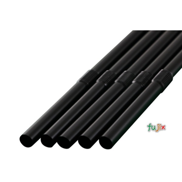 【新規受付不可】ジュース用ショート フレックスストロー 6mm×17cm 包装なし 黒色 10000本（500本×20小箱）／ケース わらおstraw 400