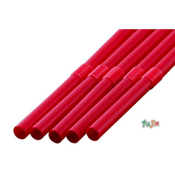 【新規受付不可】ジュース用セミロング フレックスストロー 6mm×25cm 包装なし 赤色 6000本（500本×12小箱）／ケース わらおstraw 518