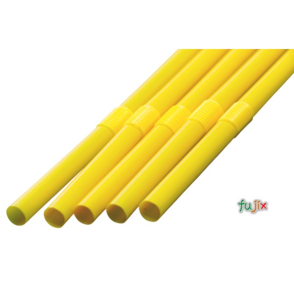 【新規受付不可】ジュース用ロング フレックスストロー 6mm×30cm 包装なし 黄色 6000本（500本×12小箱）／ケース わらおstraw 533