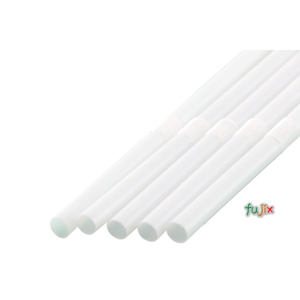 【新規受付不可】輸入　ジュース用 フレックスストロー 6mm×21cm 包装なし 白色 10000本（500本×20小箱）／ケース わらおstraw 913