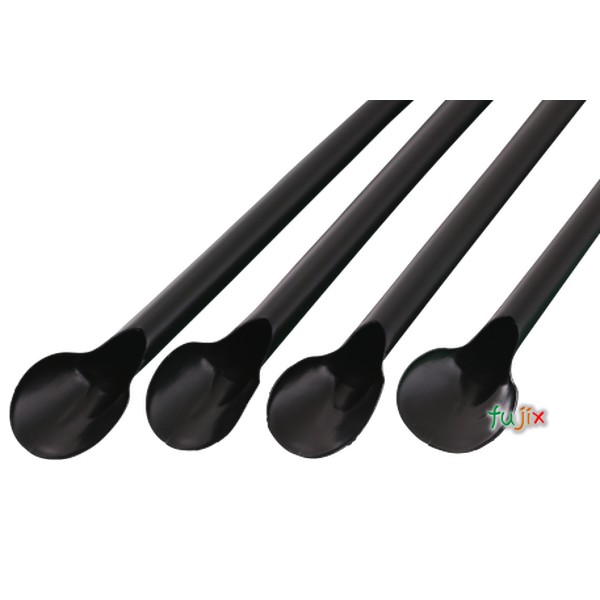 【新規受付不可】輸入 カキ氷用 スプーンストロー 6mm×21cm 包装なし 黒色 10000本(500本×20小箱)/ケース わらおstraw 917