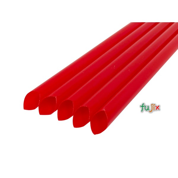 【新規受付不可】タピオカ蓋突刺し用 片先斜めストロー 10mm×21cm 包装なし 赤色 4000本（200本×20小箱）／ケース わらおstrawバイオマス25 B778