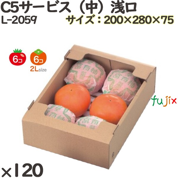 トマト 化粧箱 L-2059 Ｃ５サービス（中）浅口 120個(60×2)／ケース ギフト用 ギフトボックス 紙箱 果物箱 贈答用 青果用 果物用 ダンボール箱