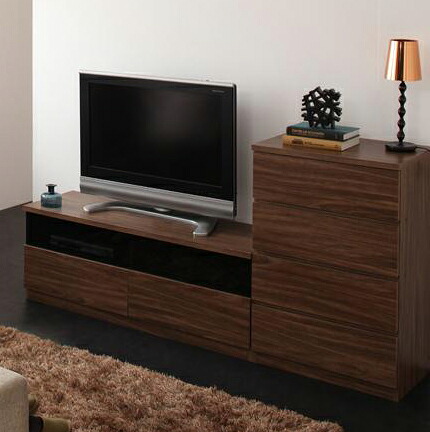 シンプルモダンリビングシリーズ〔nux〕ヌクス Gセット〔チェスト×テレビボード〕 ウォルナットブラウン 【北海道・沖縄・離島配送不可】