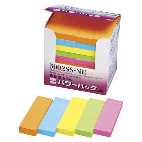 (まとめ買い)スリーエム 強粘着ふせん パワーパック 5色混色 5002SS-NE 00005143 〔×3〕【北海道・沖縄・離島配送不可】|フジックス